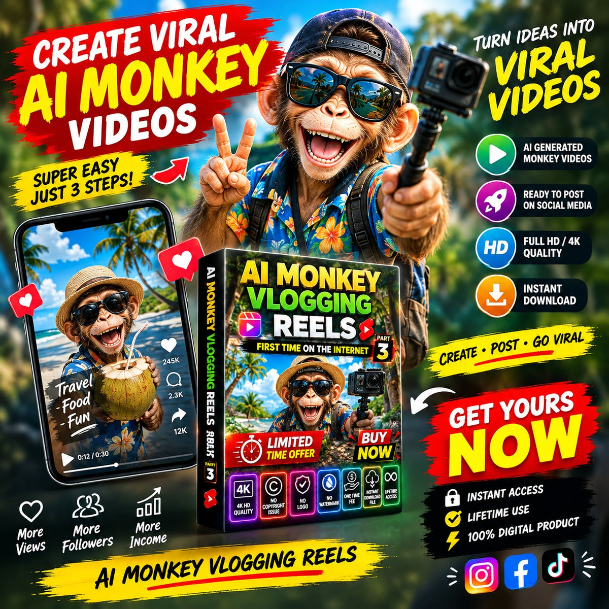 1000+ Viral Monkey Vlogging Video